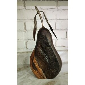 Deetjen & Meyer ? Solid Wood Two-tone Wooden Pear Pewter Stem‎ & Leaves 12.5"